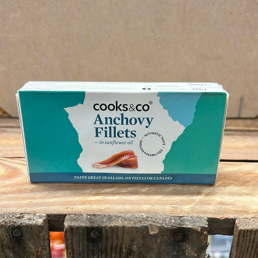 COOKS & CO ANCHOVY FILLETS IN SUNFLOWER OIL (50GR)