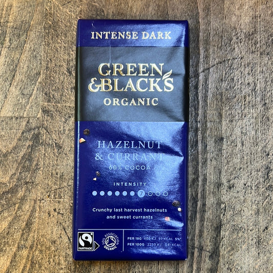 GREEN&BLACKS ORGANIC CHOCOLATE %60 Hazelnut currant (90gr)